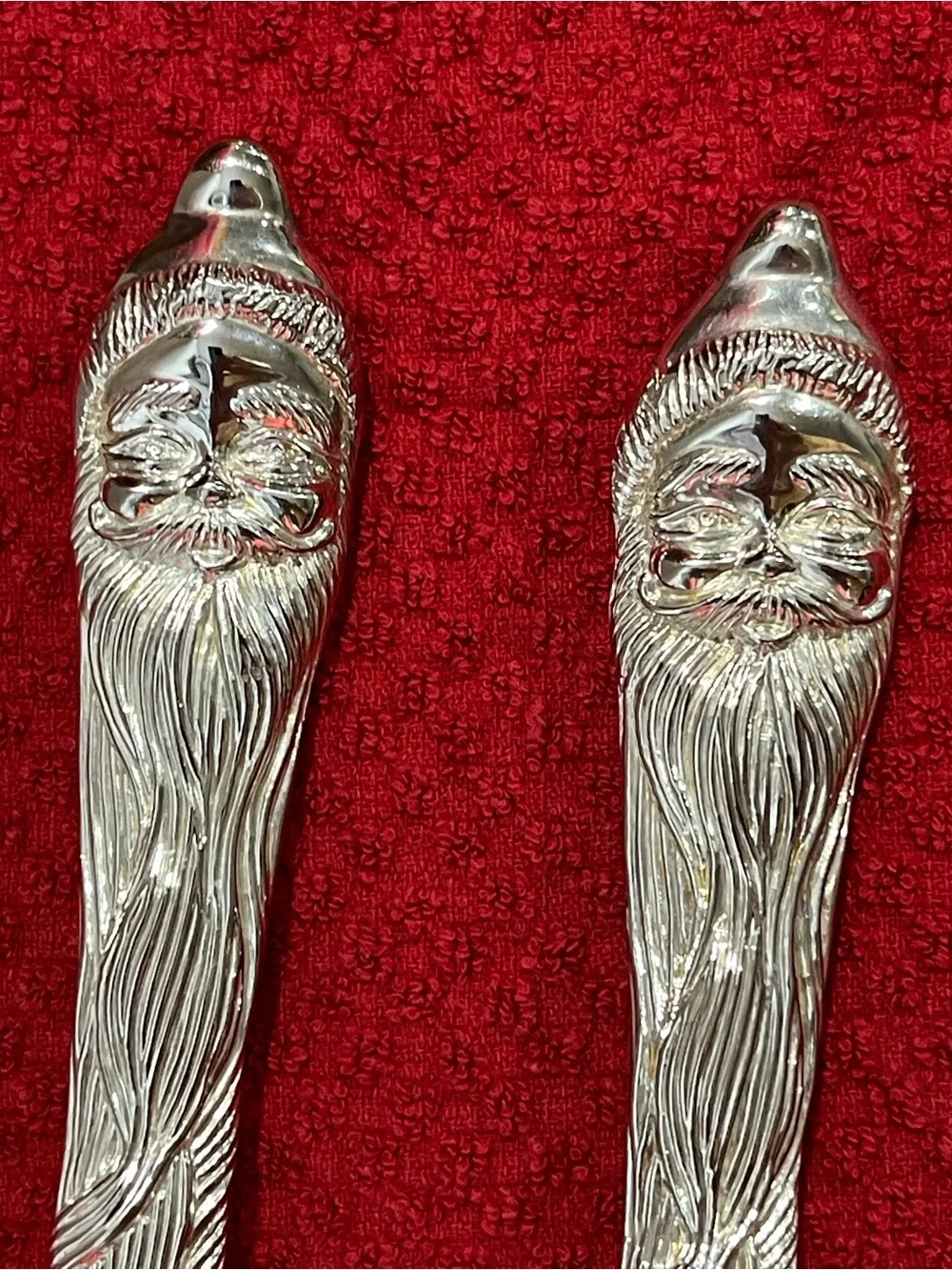 NWOT Vintage Christmas Santa Claus Silver Plated Salad Serving Set
